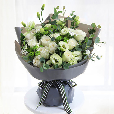 29朵白玫瑰花束桔梗雏菊friendship挚情鲜花系列